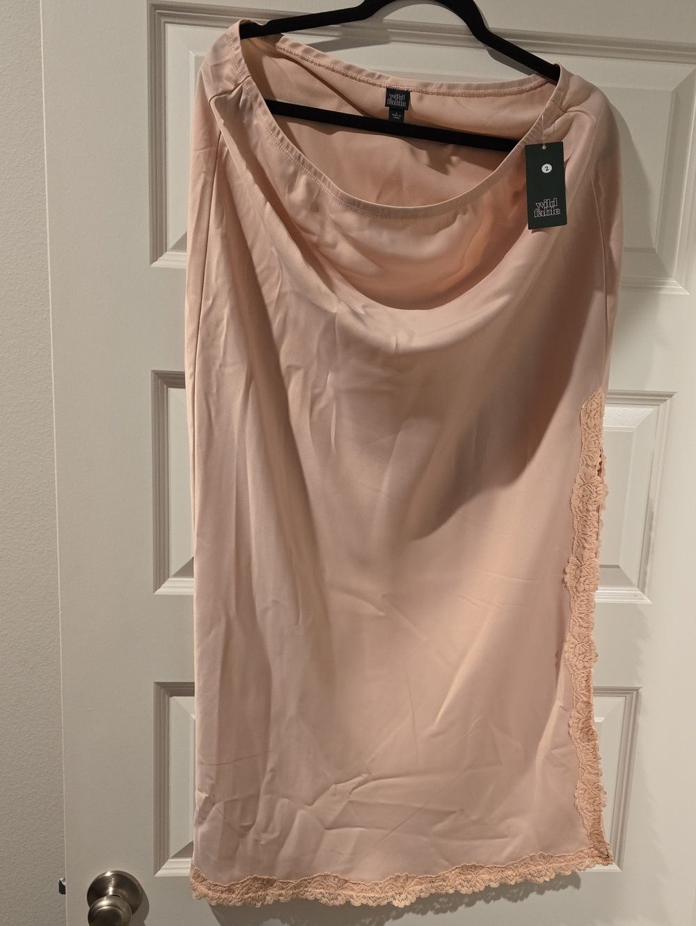Wild Fable Light Pink Satin Slip with Lace Trim